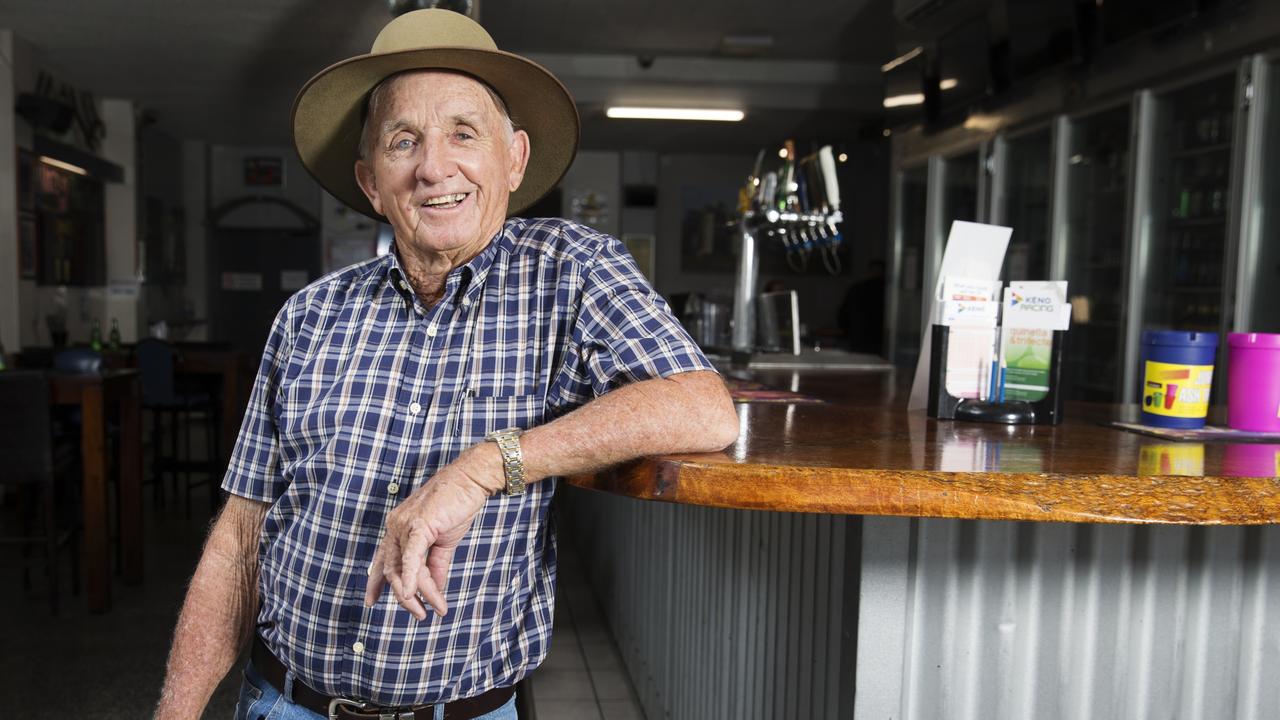 Tom Sheahan, son of legendary bush poet Dan Sheahan, in The Lees Hotel in 2017. Picture: Lachie Millard