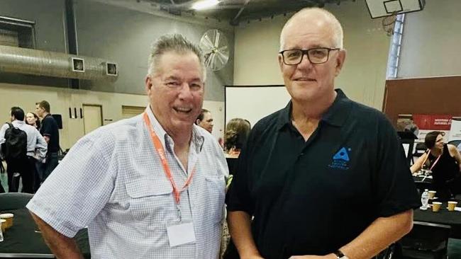 Regional Development Australia Tropical North’s Brett Moller and Space Centre Australia's Scott Morrison at this week's Western Cape York Symposium. Picture: Supplied