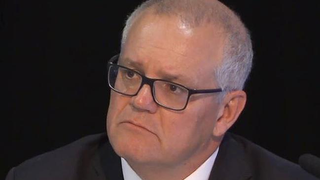 A screen grab of former Prime Minister Scott Morrison speaking before the Royal Commission into Robo Debt in Brisbane.