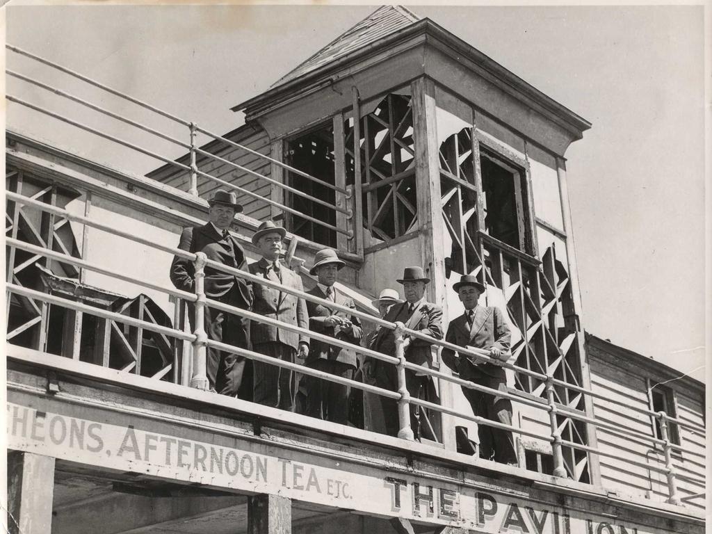 The damage from storms which lashed Glenelg beach on April 11, 1948. Pictures: Holdfast Bay History Centre.