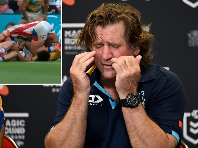 Des Hasler fumes at the decision to not award Brian Kelly a try.