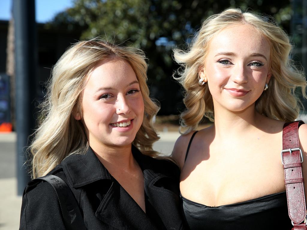 Geelong High graduation at GMHBA Stadium. Tahlia Willingen and Grace Gardner. Picture: Mike Dugdale