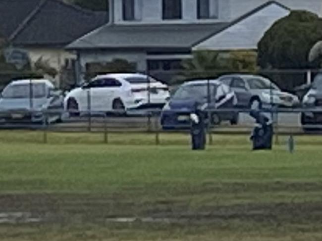 Illegal parking: cars parked nose to fence at Waminda Oval. Picture: Supplied