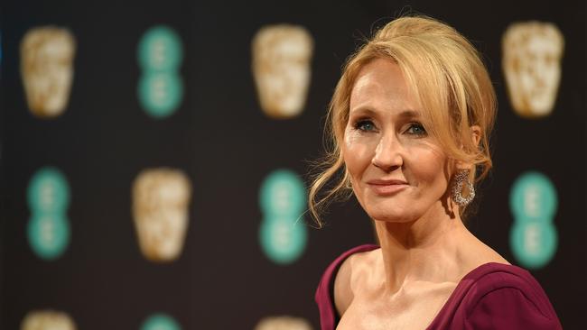 British author J. K. Rowling poses upon arrival at the BAFTA British Academy Film Awards at the Royal Albert Hall in London in 2017.