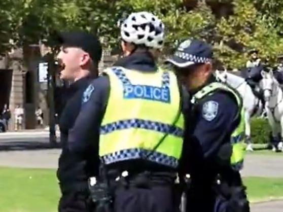 Thomas Sewell is arrested at the Adelaide War Memorial on Australia Day 2025 . Picture: 7NEWS