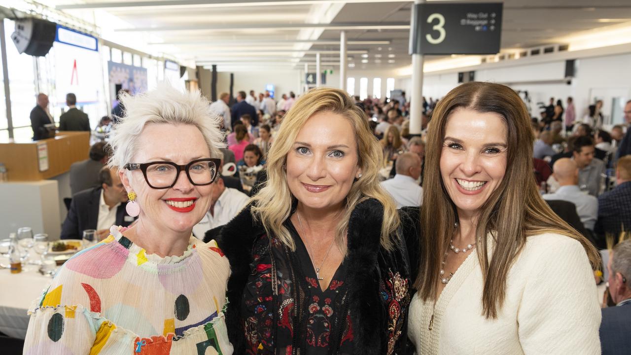 At It's a Bloke Thing 2022 are (from left) Michelle Nickelson, Dee Somlyay and Anita Vecchio at Wellcamp Airport, Friday, September 9, 2022. Picture: Kevin Farmer