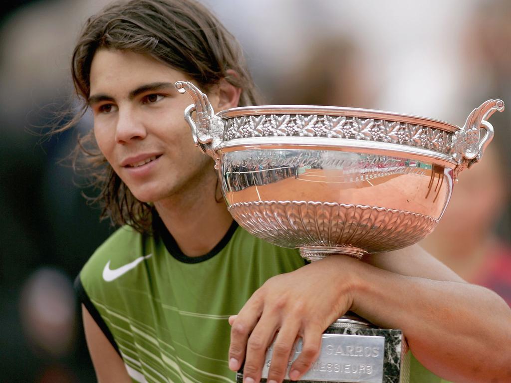 Nadal with the first of his 14 French Opens. Picture: Michael Steele/Getty Images