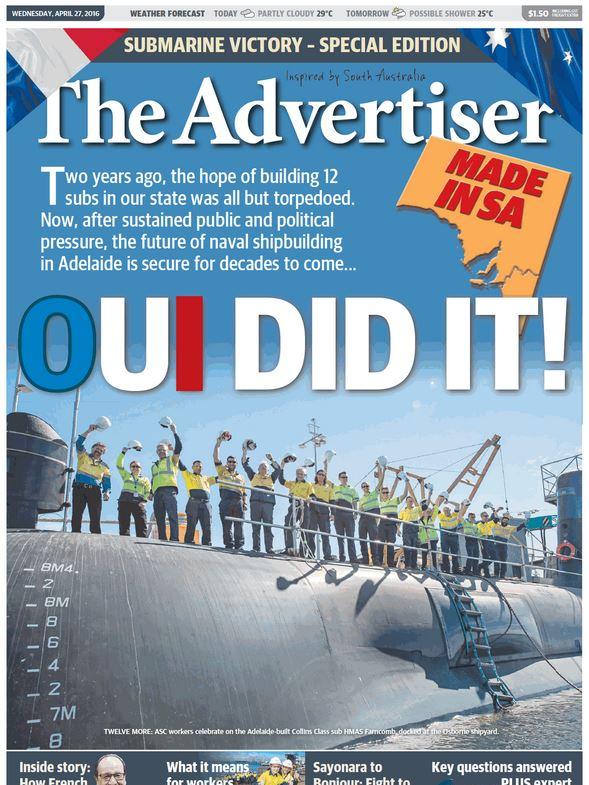 The Advertiser’s front page on Wednesday.