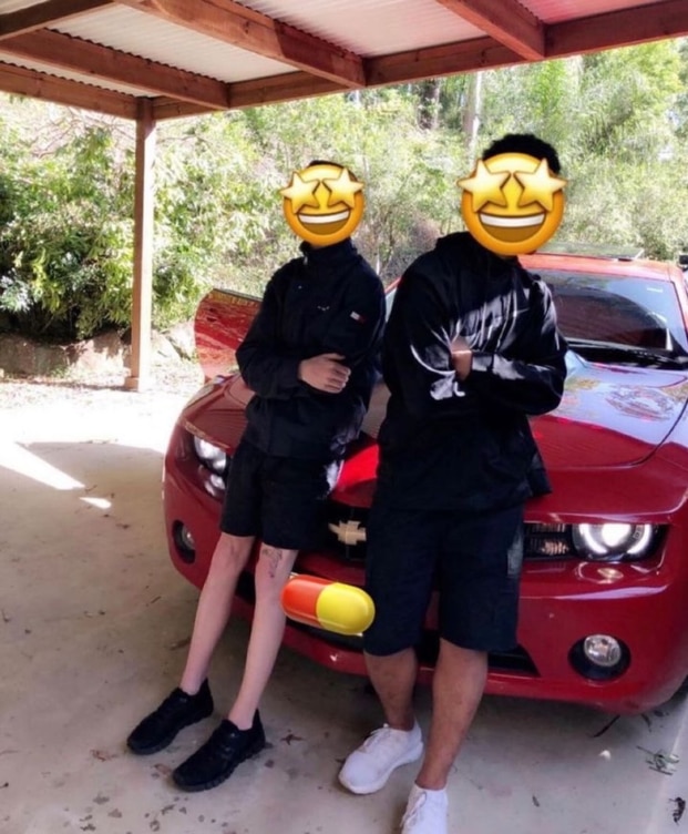 Gang members are often photographed with luxury vehicles they’ve stolen. Picture: Supplied