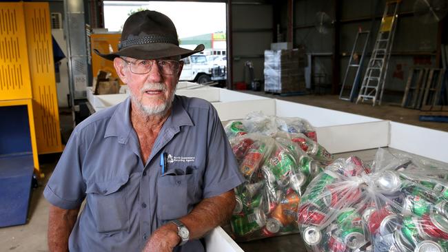 Owner of North Queensland Recycling Agents Ian Kermide in the container drop off area PICTURE: ANNA ROGERS