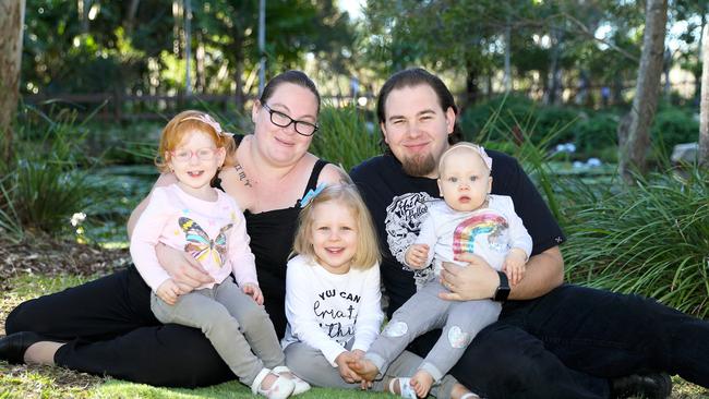 Steph Waite, her life partner, and three girls Scarlette, Rosealie, and Violette before their birth of their youngest sister Lillianna in 2021. Pictures: Contributed