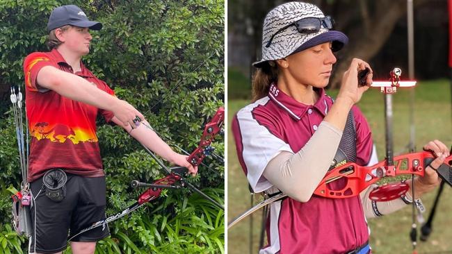 (L-R) Mitchell Campbell and Maja Kecskes are also blessed with skills off the range. Provided: Sydney Olympic Park Archers