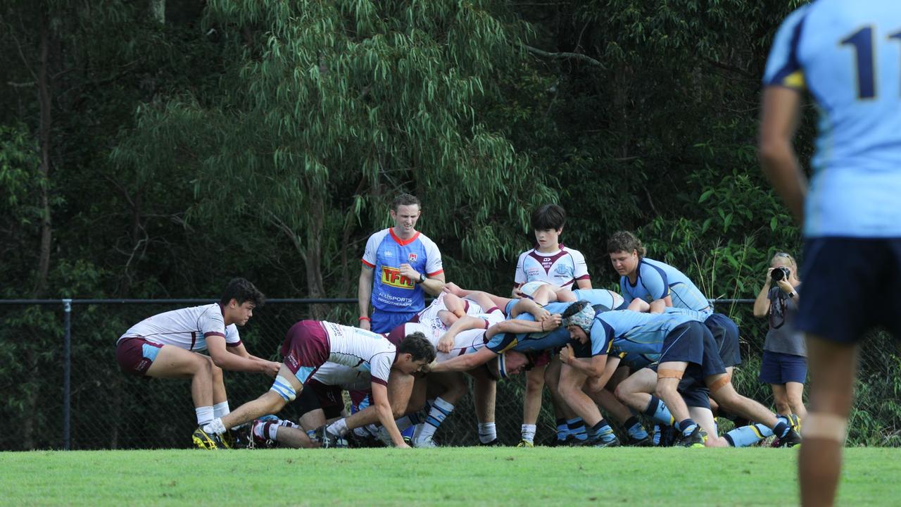 Ormiston College No.8 Daniel Body at the back of the scrum.