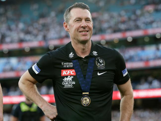 MELBOURNE, AUSTRALIA - SEPTEMBER 30: Craig McRae, Senior Coach of the Magpies is seen after the 2023 AFL Grand Final match between the Collingwood Magpies and the Brisbane Lions at the Melbourne Cricket Ground on September 30, 2023 in Melbourne, Australia. (Photo by Russell Freeman/AFL Photos via Getty Images)