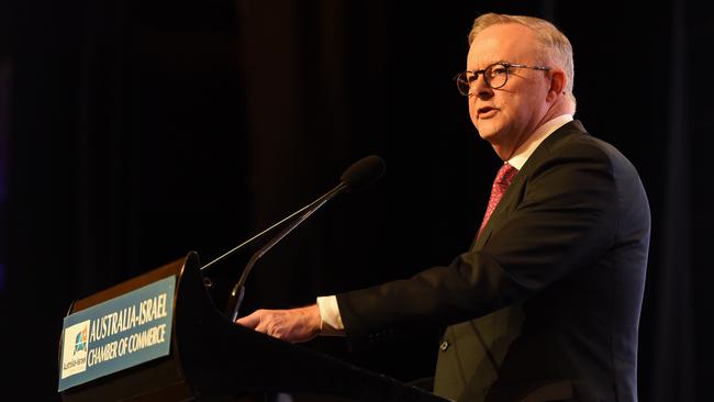 Anthony Albanese in Melbourne addressing the Australia Israel Chamber of Commerce at Crown in June. Picture : NCA NewsWire / Nicki Connolly