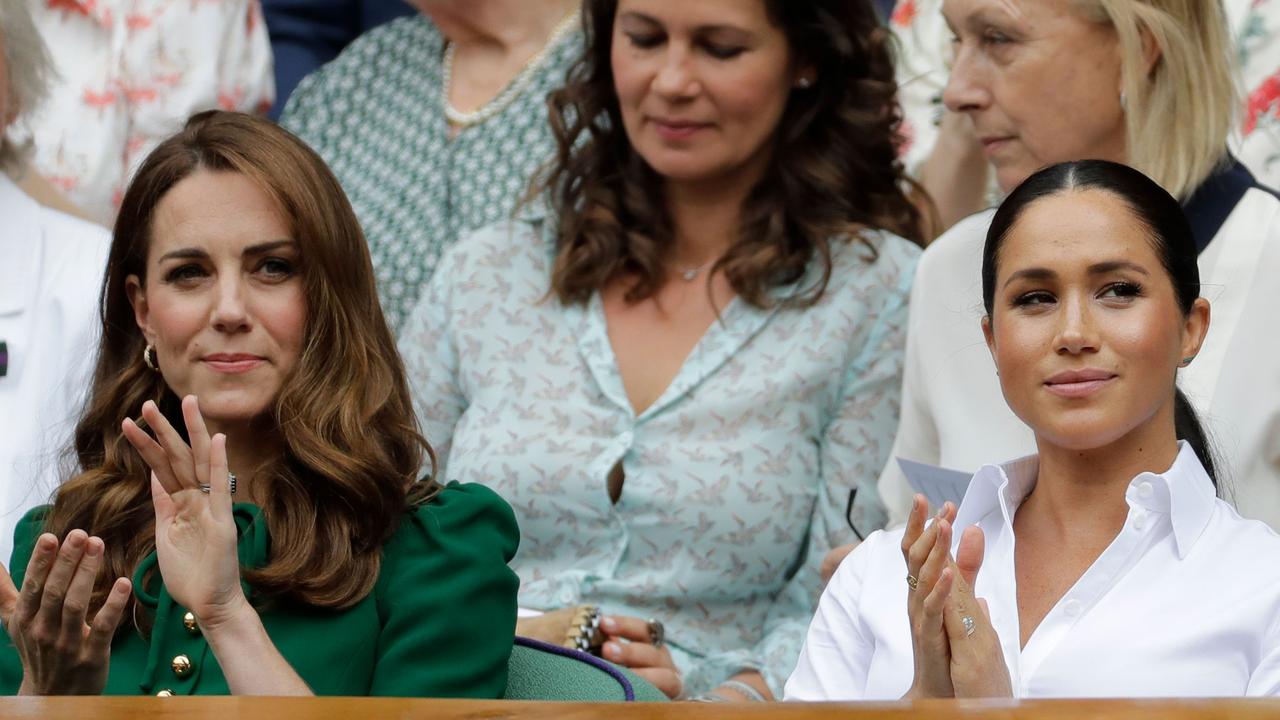 Kate Middleton and Meghan Markle watching Serena Williams at Wimbledon July 13 2019. Picture: Ben Curtis / POOL / AFP.