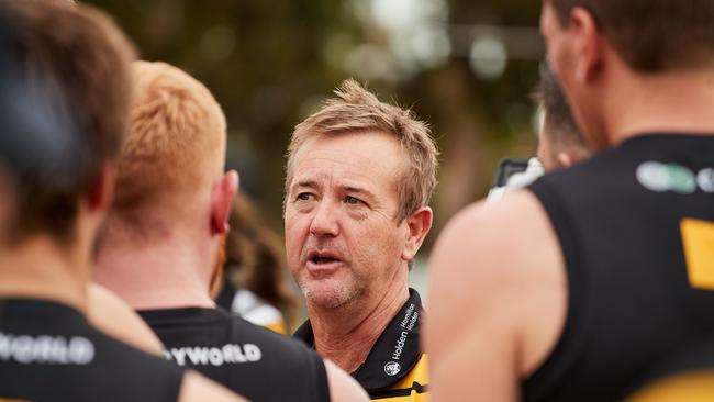 Glenelg coach Mark Stone has been searching for options should the Tigers lose players in the mid-season draft. Picture: Matt Loxton