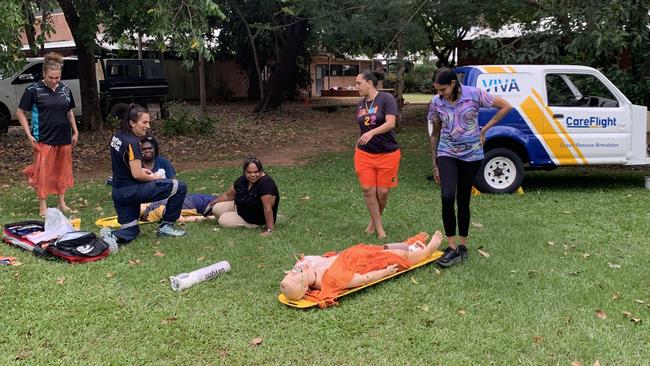 A group of Aboriginal health practitioner students have taken part in a two-day emergency training course, delivered by CareFlight and Batchelor Institute. Picture: Supplied