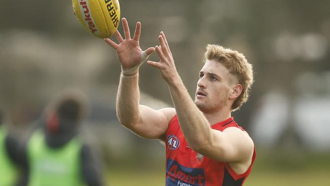 MELBOURNE, AUSTRALIA - JUNE 17: Jaiden Hunter of the Bombers in action during an Essendon Bombers AFLW & AFL training session at The Hangar on June 17, 2023 in Melbourne, Australia. (Photo by Daniel Pockett/AFL Photos/via Getty Images)