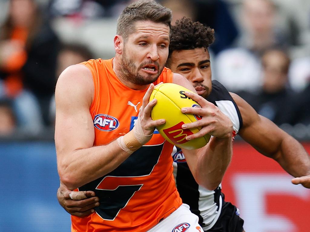 Big Jesse Hogan was the most dangerous forward on the ground. Picture: AFL Photos/Getty Images