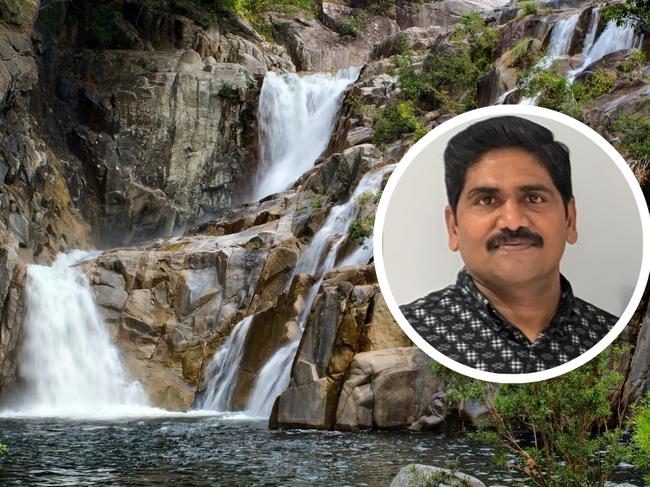 Brisbane father Srinivasan Ganai Rajasekaran died after he fell into the water at Clamshell Falls.