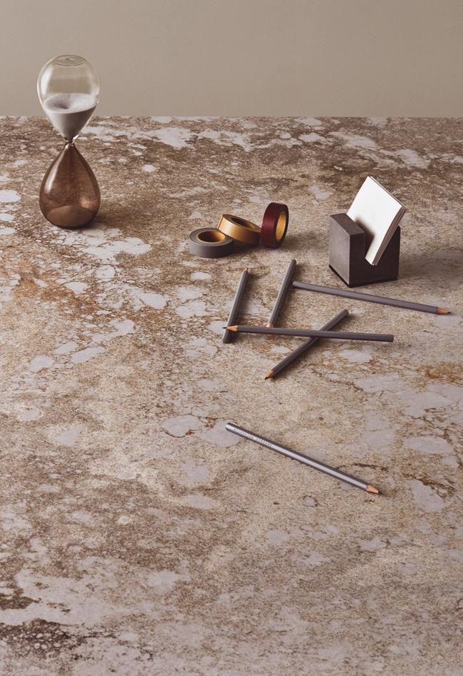 The latest release from Caesarstone is Excava, an engineered quartz surface with an earthy glow that is perfect for kitchen benchtops and bathroom vanities.