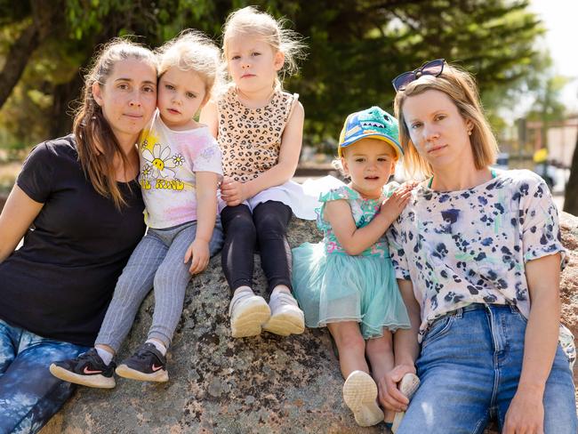 Natimuk locals Joanne Hick and daughter River and Indigo and Dr Ashlee Hendy and daughter Ella. Picture: Jason Edwards