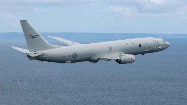 A RAAF Boeing P-8A is seen in training