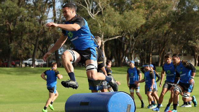 Western Force player Kane Koteka during a training session at UWA Sports Park in Perth