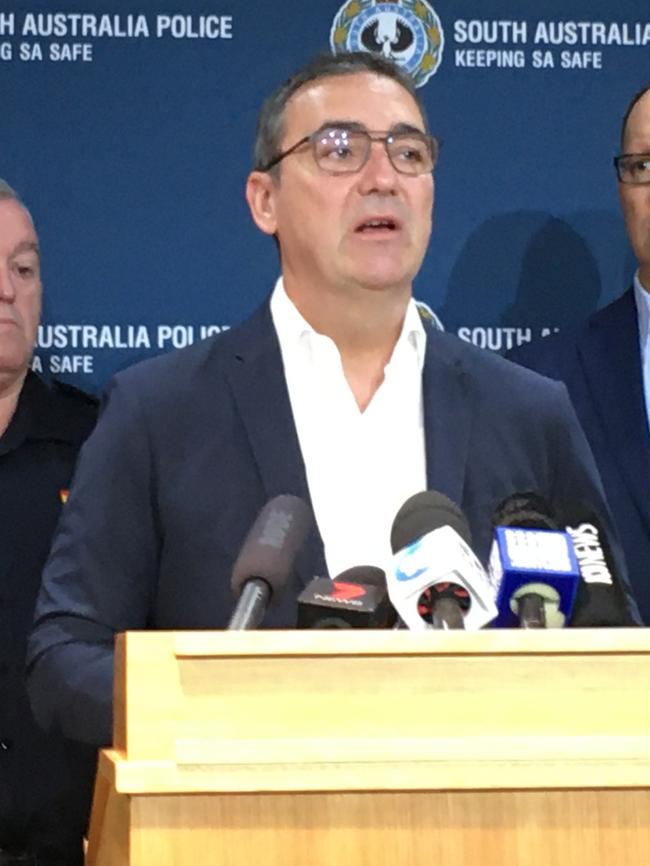 SA Premier Steven Marshall speaking to the media today. Picture: Chris Russell