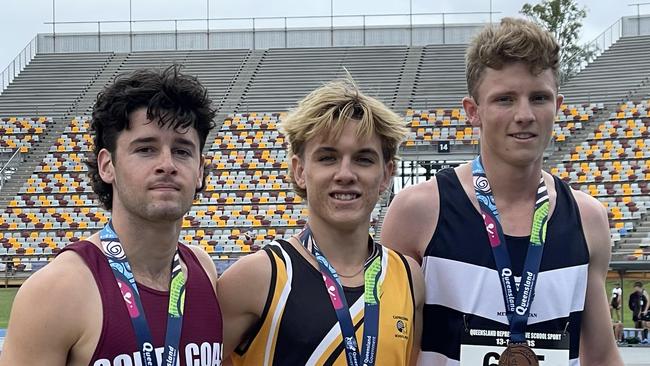 Rockhampton's Micaiah Lane, middle, alongside Charlie Miller, left, and Campbell McIntyre.