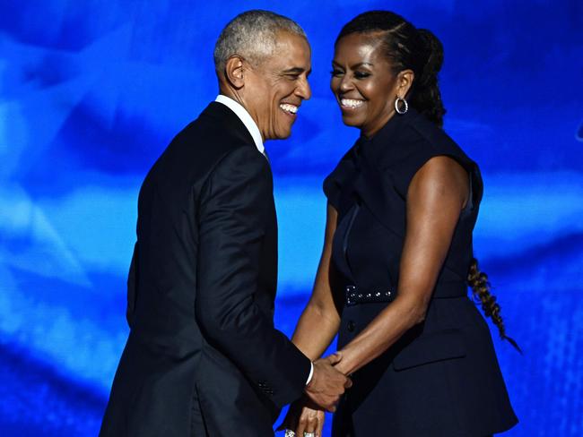 Former US President Barack Obama arrives onstage after his wife and former First Lady Michelle Obama introduced him on the second day of the Democratic National Convention (DNC) in Chicago. Picture: Mandel Ngan/AFP