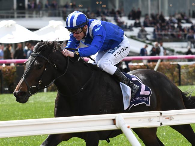 Mark Zahra riding Jaameh to victory at Flemington in September. Picture: Vince Caligiuri/Getty Images