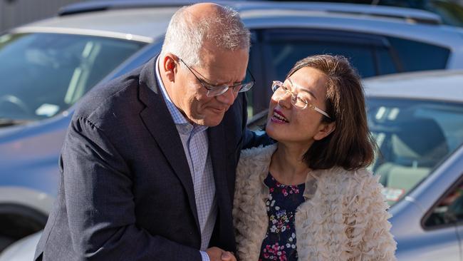 Prime Minister Scott Morrison visits Wallies Lollies in Box Hill South, Victoria with Gladys Liu, member for Chisholm. Picture: Jason Edwards