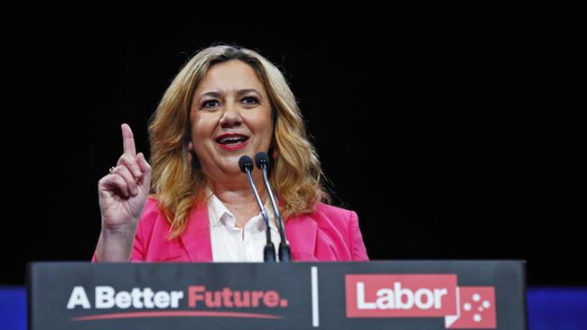 QLD Premier Annastacia Palaszczuk speaks to the Labor party faithful. Picture: Sam Ruttyn