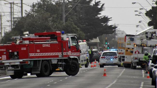 Crash in Aspendale on Sunday closed roads. Picture: Chelsea SES unit