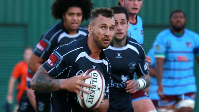 Former Reds and Wallabies star Quade Cooper playing his first game of club rugby for Souths at Yeronga, Saturday March 17, 2018. (AAP/Image Sarah Marshall)