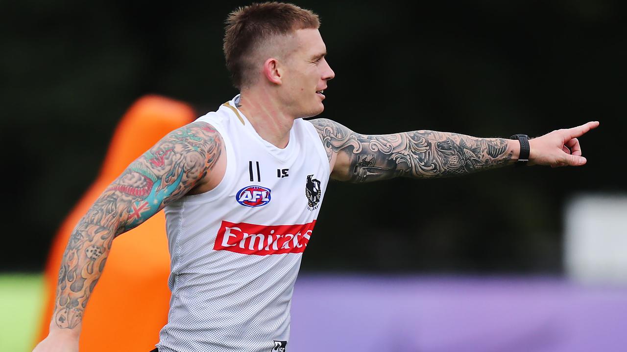 Dayne Beams in action at Collingwood pre-season training.