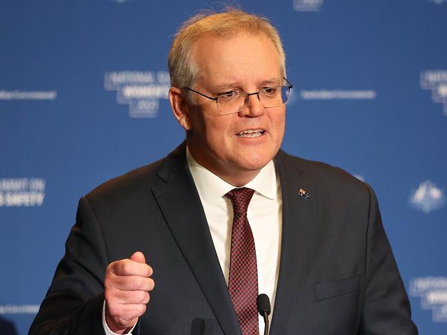 CANBERRA, AUSTRALIA NewsWire Photos SEPTEMBER 6, 2021: Prime Minister Scott Morrison spoke at a National Summit on Women's Safety 2021 in Parliament House Canberra.Picture: NCA NewsWire / Gary Ramage