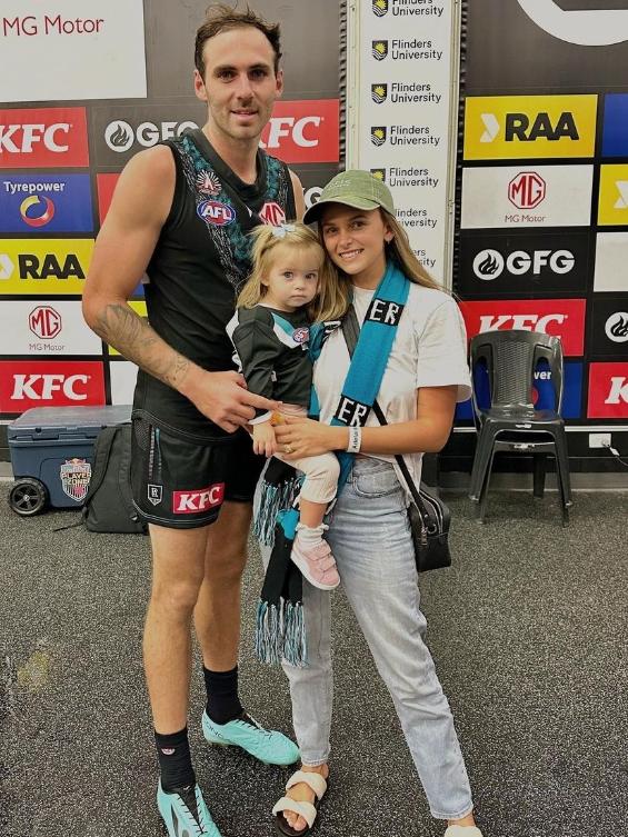 Kellie Finlayson with husband Jeremy Finlayson and their daughter Sophia. Picture: Instagram