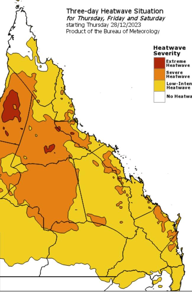 BOM warnings for heatwaves in QLD. Picture: Supplied