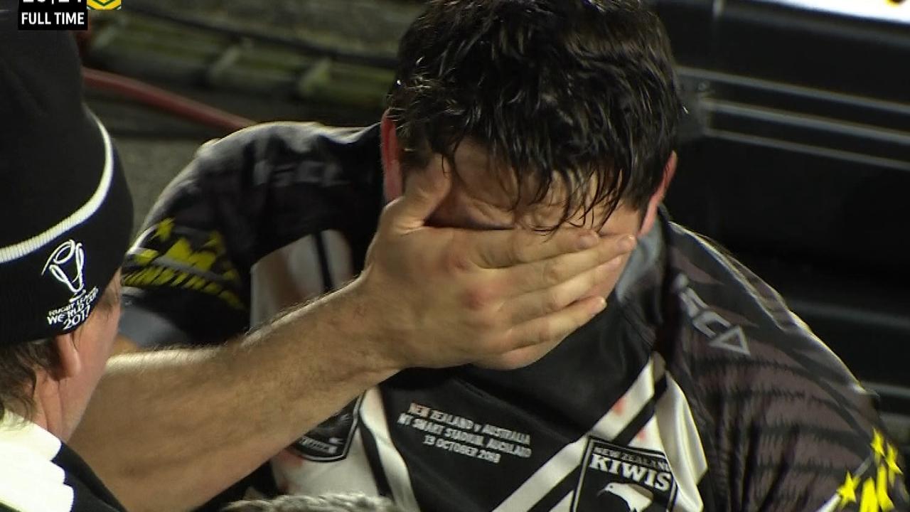 Brandon Smith had an emotional celebration with family after the match.