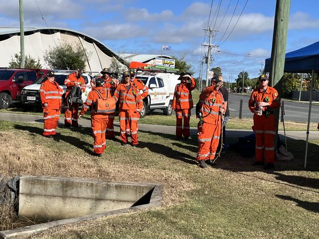 The SES crews ready to search the area in Urangan where Dylan Driessens was last seen.