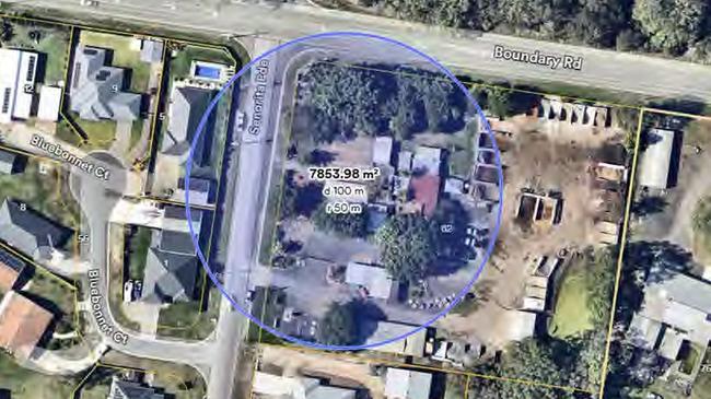 An aerial image showing the impact on properties within 50 metres of the Possum Paradise site.