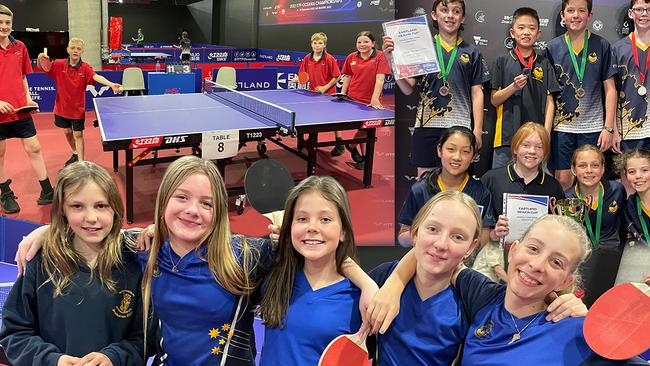 Students from Rolling Hills, Kalinda and Warranwood Primary Schools battled it out in a table tennis tournament at Eastland on Wednesday, August 31. Pictures: Kiel Egging.