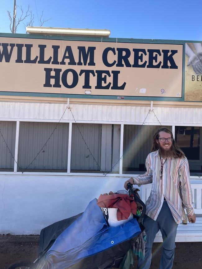 Nicolo Guarrera walked into William Creek on the weekend on his way from Sydney to Darwin. Picture: supplied