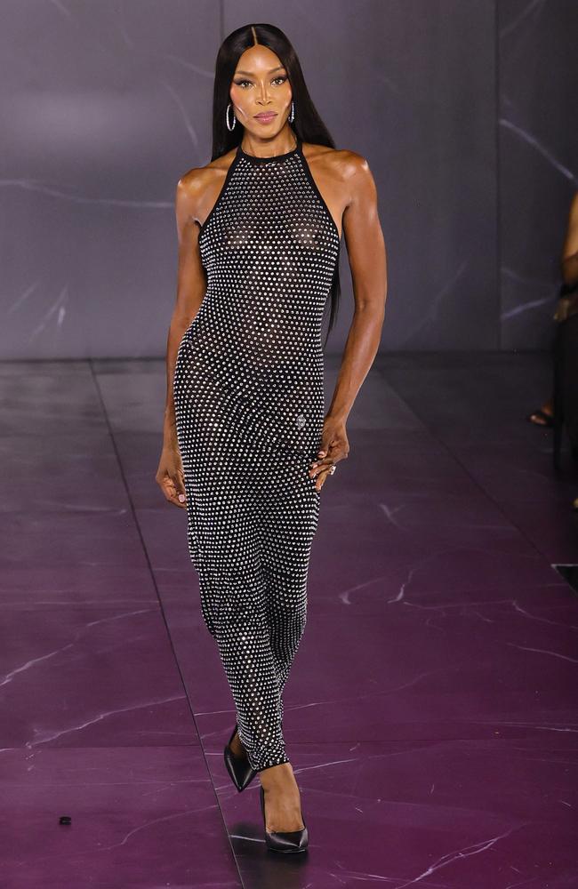 Naomi Campbell wore one of the dresses from her new PrettyLittleThing collection at New York Fashion Week. Picture: Theo Wargo / Getty Images North America