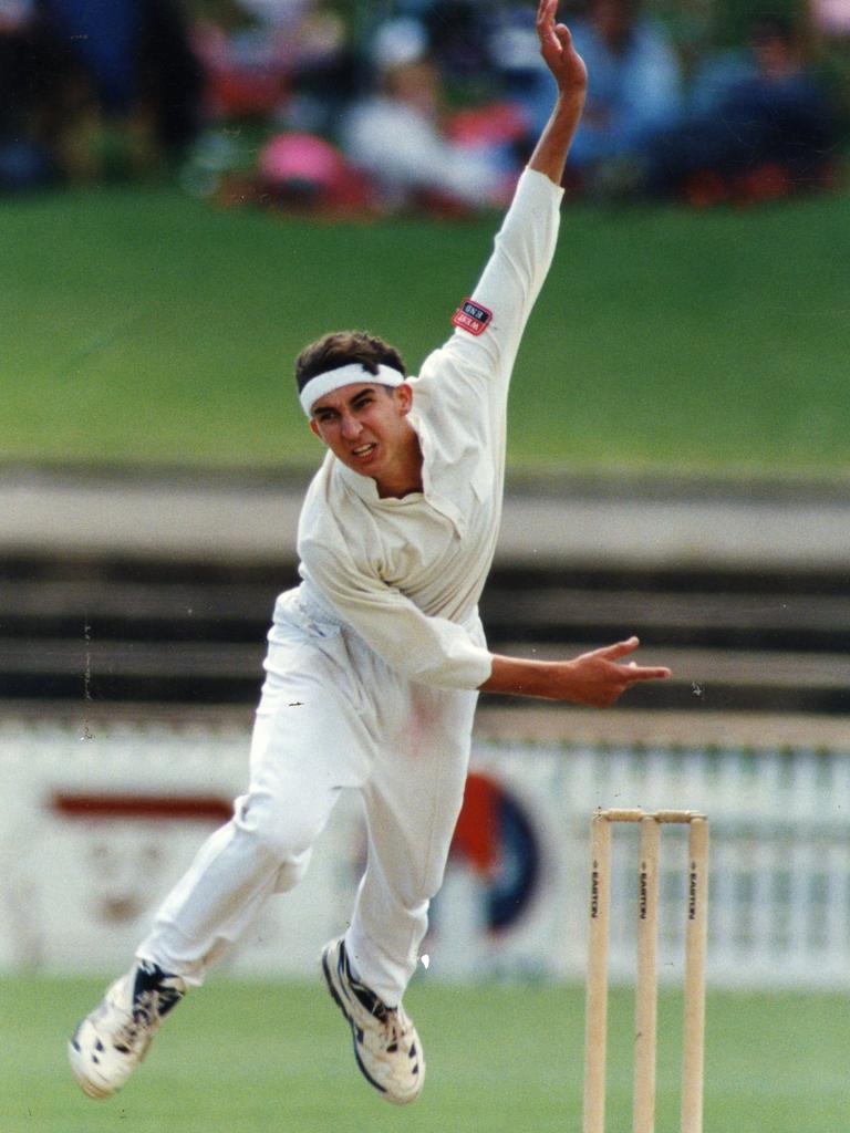 Jason Gillespie at Adelaide Oval in the Grade cricket match in 1994.