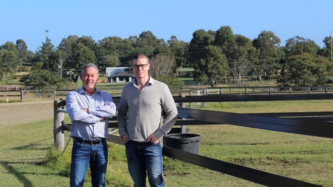 Urbex's project director Geoff Burn and acquisitions manager Alex Woolcock at the company's The Banks site at Logan Reserve.