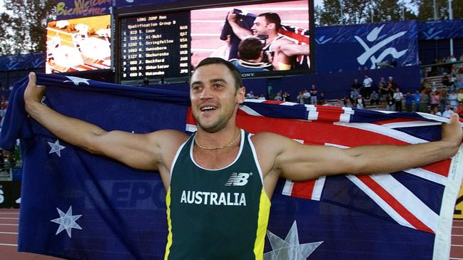 Dmitri Markov after winning his world title in 2001. Picture: AP Photo/Thomas Kienzle